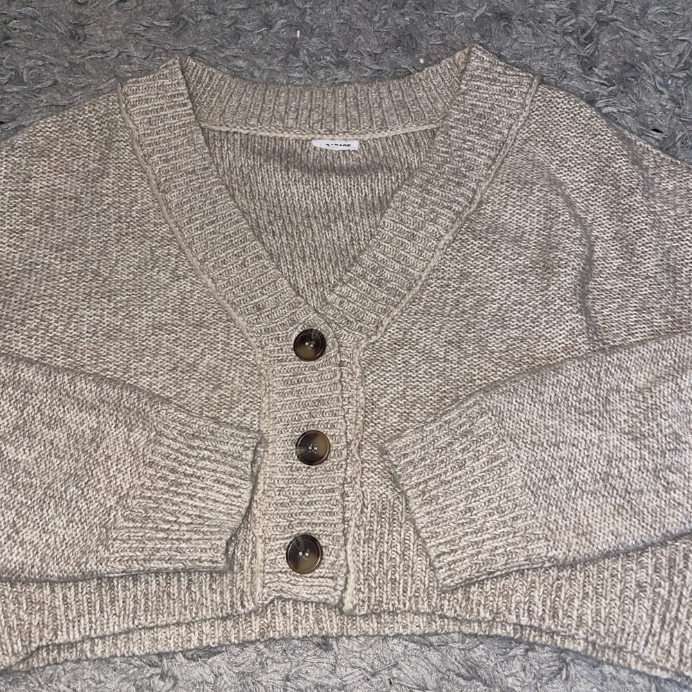 Tan Knit Cropped Sweater